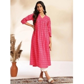 Janasya Cotton Printed A-line Womens Kurti - Pink ( Pack of 1 ) - None