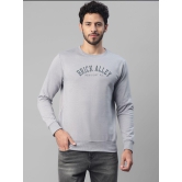 UrbanMark Men Regular Fit Printed Full Sleeves Round Neck Fleece Sweatshirt-Light Grey - None