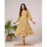 Swasti Cotton Blend Printed Front Slit Womens Kurti - Yellow ( Pack of 1 ) - None