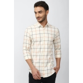 Men Cream Super Slim Fit Check Full Sleeves Casual Shirt