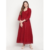 Queenley - Maroon Cotton Womens Flared Kurti - None