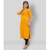 SVARCHI - Yellow Cotton Women's Straight Kurti ( Pack of 1 ) - XL