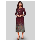 Vbuyz - Maroon Rayon Womens Straight Kurti ( Pack of 1 ) - XL