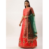 Om Shantam Sarees Red,Green Silk Blends Chaniya Choli Semi Stitched Lehenga Single - Free Size