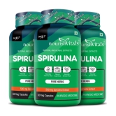 NourishVitals Spirulina Pure Herbs, 500 mg Spirulina Extract, Naturally Vitamins Rich, 60 Veg Capsules (Pack Of 3)