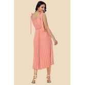 Glomee Crepe Solid Midi Women''s Fit & Flare Dress - Peach ( Pack of 1 ) - None