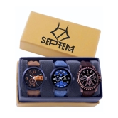 Septem Multicolor Leather Analog Mens Watch