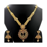 Silver Shine Alloy Golden Choker Traditional Gold Plated Necklaces Set - Golden