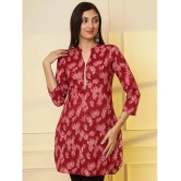 Tissu Cotton Printed Straight Womens Kurti - Maroon ( Pack of 1 ) - None