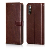 Samsung Galaxy A50s Flip Cover by NBOX - Brown Viewing Stand and pocket - Brown