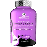 NATURYZ Triple Strength Omega 3 Fish Oil 2500 Mg with Highest EPA 1200mg, DHA 800mg - 60 Softgels