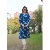 Vbuyz Cotton Printed Angrakha Womens Kurti - Blue ( Pack of 1 ) - None