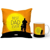 Indigifts Fathers Day Gifts Best Dad Ever Printed Orange Cushion Cover 12