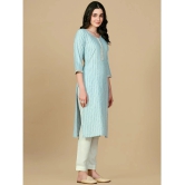 Glomee - Light Blue Cotton Blend Womens Straight Kurti ( Pack of 1 ) - None