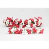 SHG Fashion Art Handmade RED and WHITE Artificial Veni Flowers with 3 Pins (Red with White  Artificial Flower Hair Accessory Set)