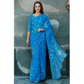 clafoutis Chiffon Dyed Saree Without Blouse Piece - SkyBlue ( Pack of 1 ) - SkyBlue