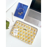 Sustainable Handmade Cotton Laptop Sleeve/Laptop Cover by Ekatra - Yellow motif