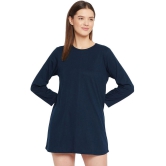 PPTHEFASHIONHUB - Navy Blue Cotton Blend Loose Fit Women''s T-Shirt ( Pack of 1 ) - None