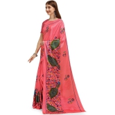 LEELAVATI - Pink Crepe Saree With Blouse Piece ( Pack of 1 ) - Pink