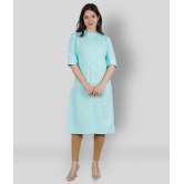 KIPEK - Blue Cotton Womens Front Slit Kurti ( Pack of 1 ) - XL