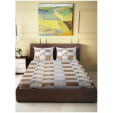 Abhikram - Brown Cotton Single Bedsheet with 2 Pillow Covers - Brown