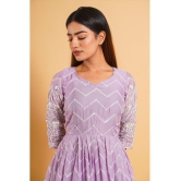 Estela - Purple Anarkali Organza Women's Stitched Salwar Suit ( Pack of 1 ) - None