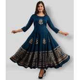 Lee Moda - Navy Rayon Women's Anarkali Kurti - XXL