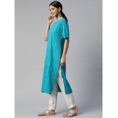 SVARCHI - Turquoise Cotton Women's Straight Kurti ( Pack of 1 ) - None