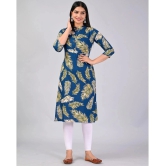 MAUKA Rayon Printed Straight Womens Kurti - Blue ( Pack of 1 ) - None