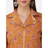 Women Floral Printed Sequinned Pure Cotton Kurta with Palazzos