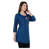 HIGHLIGHT FASHION EXPORT - Blue Rayon Womens Straight Kurti ( Pack of 1 ) - XXL