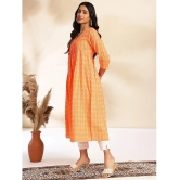 Janasya Cotton Printed A-line Womens Kurti - Orange ( Pack of 1 ) - None