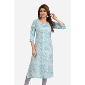 Meher Impex Cotton Printed Straight Womens Kurti - Turquoise ( Pack of 1 ) - None