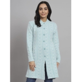 eWools.in Woollen Round Neck Women''s Buttoned Cardigans - Blue ( ) - None