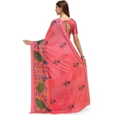 LEELAVATI - Pink Crepe Saree With Blouse Piece ( Pack of 1 ) - Pink