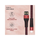 Foxin FLAT Premium USB To Type-C 1.2 MT Charge & Sync Cable With Revmaroon And Black