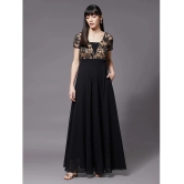 Miss Chase Georgette Self Design Full Length Womens Gown - Black ( Pack of 1 ) - None