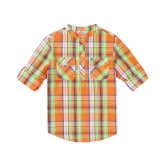 Cub McPaws Boys Mandarin Collar Full Sleeves Shirt | Checkered Print | Turn-up Sleeves | 4 - 12 Years - None