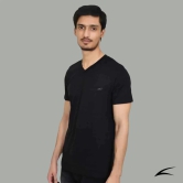 V Neck Plain T-shirt-L