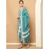 Green Dobby Kurta with pallazos dupatta set-XL / Green