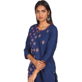 Karigari - Blue Cotton Blend Women's Straight Kurti ( Pack of 1 ) - None