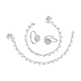 AanyaCentric Silver Plaed 1 Pair Anklet & 1 Pair Toe Ring Combo - Silver