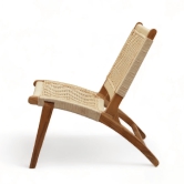 Orchid Homez Hand Woven Lounge Chair Solid Wood Outdoor Chair (Natural, Pre-Assembled) (Off- White)