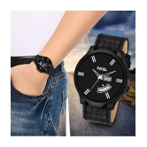 HMTe -  Black Leather Analog Mens Watch