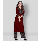 Estela - Red Rayon Womens Straight Kurti ( Pack of 1 ) - XXL