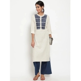 Antaran - White Cotton Blend Womens Straight Kurti ( Pack of 1 ) - None