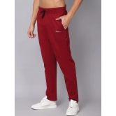 Rodamo  Men Maroon Solid Cotton Slim-Fit Track Pant