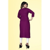 haya fashion - Magenta Rayon Women's Straight Kurti ( Pack of 1 ) - None