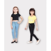 ICONIC ME- Girls Black & Sky Blue Slim Fit Jeans ( Pack of 2) - None