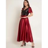 Curvydrobe Satin Embellished Ankle Length Womens Fit & Flare Dress - Maroon ( Pack of 1 ) - None